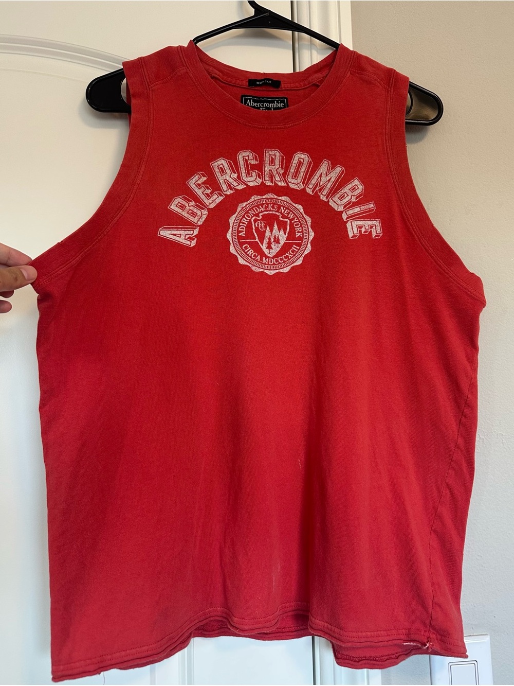 Vintage Abercrombie & Fitch Red Adirondacks, NY Graphic Muscle Tank Top Men XXL